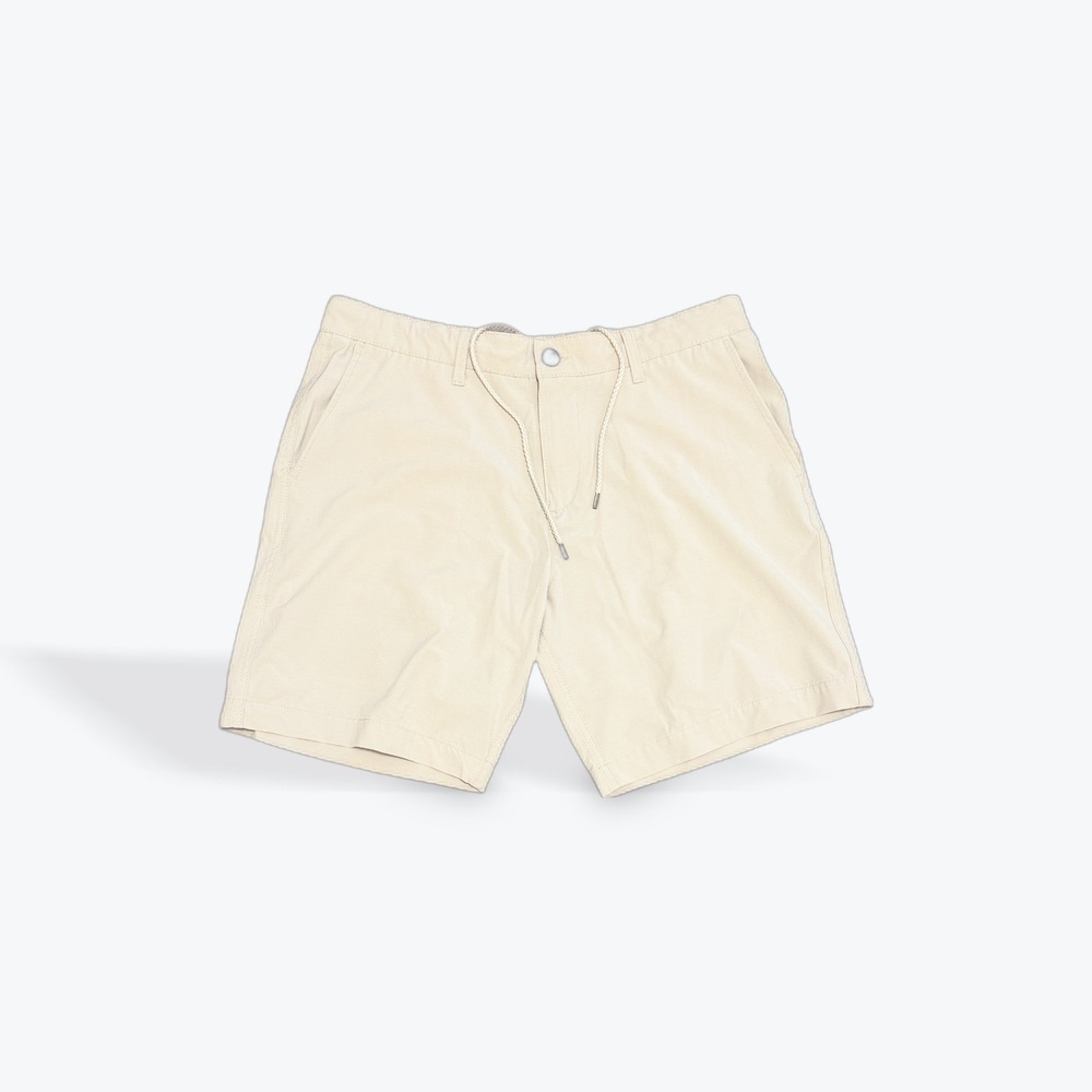 Across the Pond Mens‎ Chino Shorts Beige Drawstring Waist Size 34 Cotton Spandex